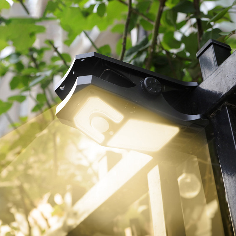 LED Solar Power Dusk to Dawn Outdoor Security Flood Light with Motion Sensor, Yellow