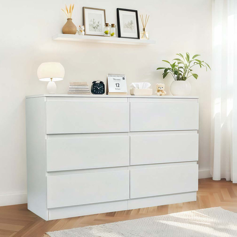 Commode 6 tiroirs, Blanc