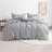 3 Pieces Duvet Cover Set, Stripe Washed Microfiber Comforter Cover with Zipper Closure - NTBAY-926475108-926475112
