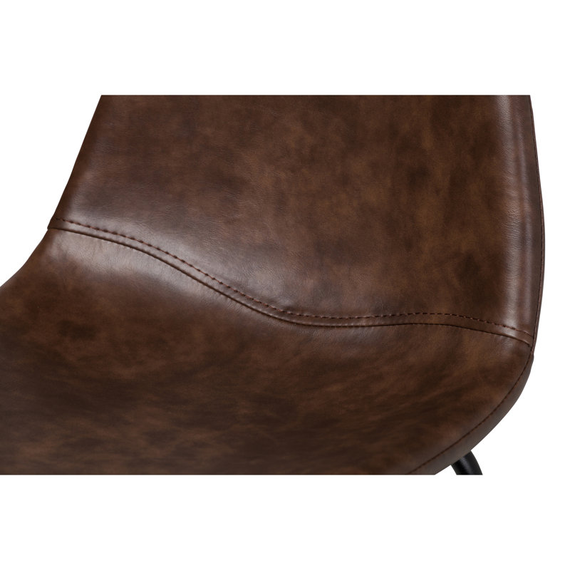 Klorik Upholstered Counter Stool with Metal Frame, Distressed Brown, 29.5", 2