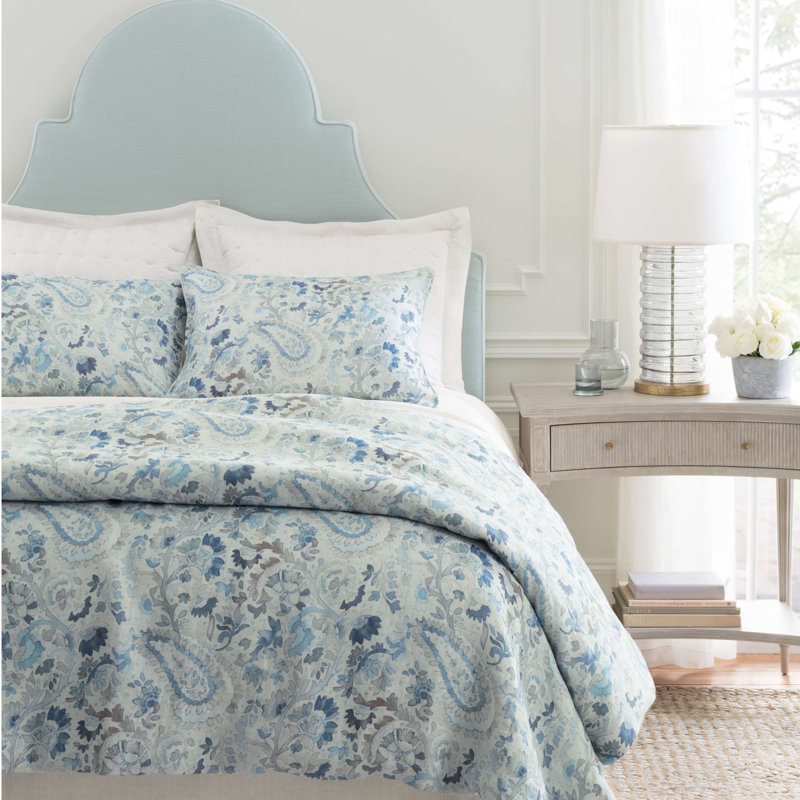 Ines Linen Duvet Cover, Full/Queen Duvet Cover, Blue