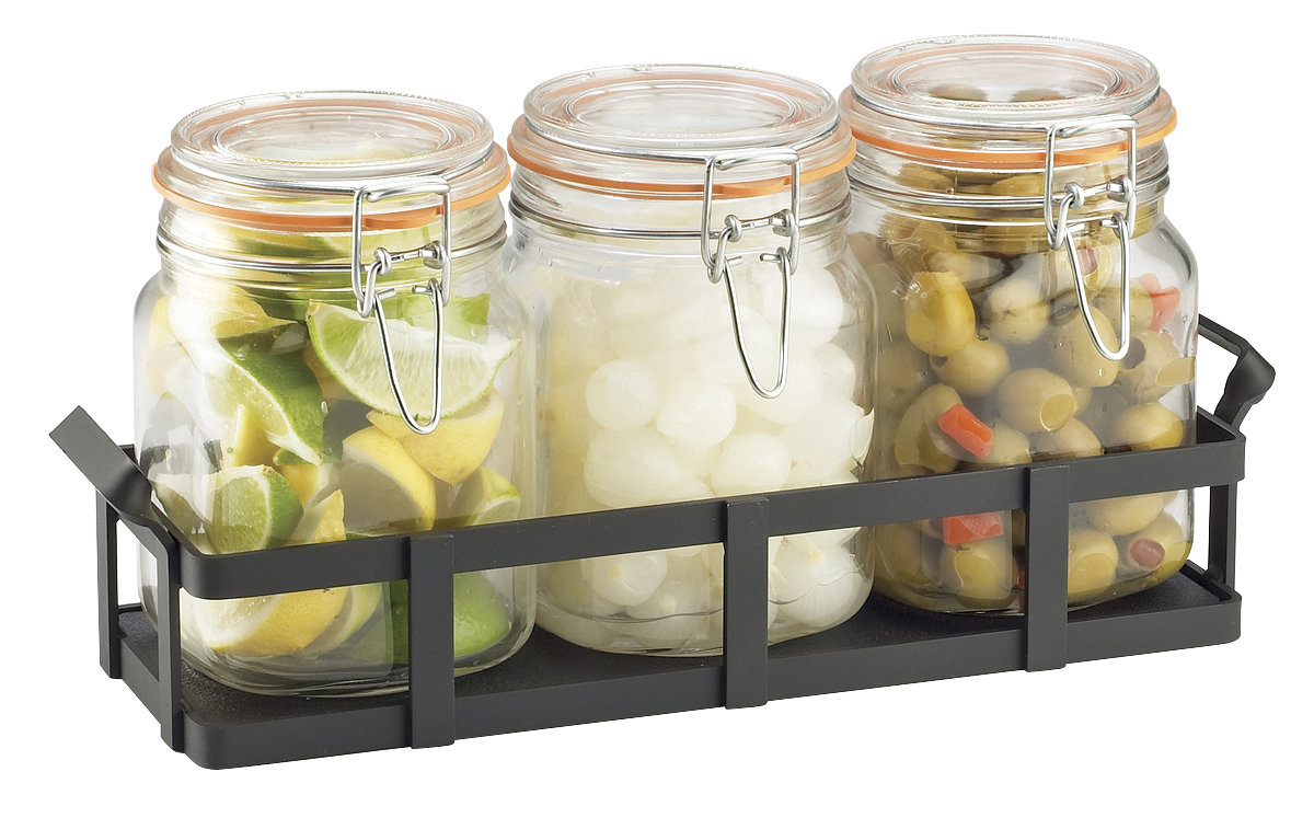 Cal-Mil Black Rustic Jar Condiment Display with Jars | Wayfair