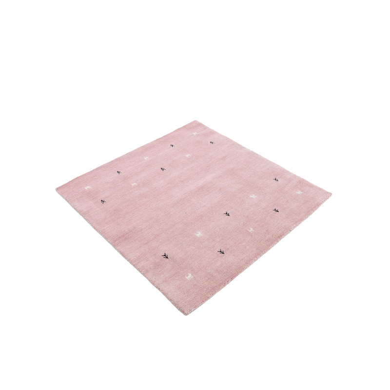 Handwoven Wool Gabbeh Uni Pink Rug, Square 150cm