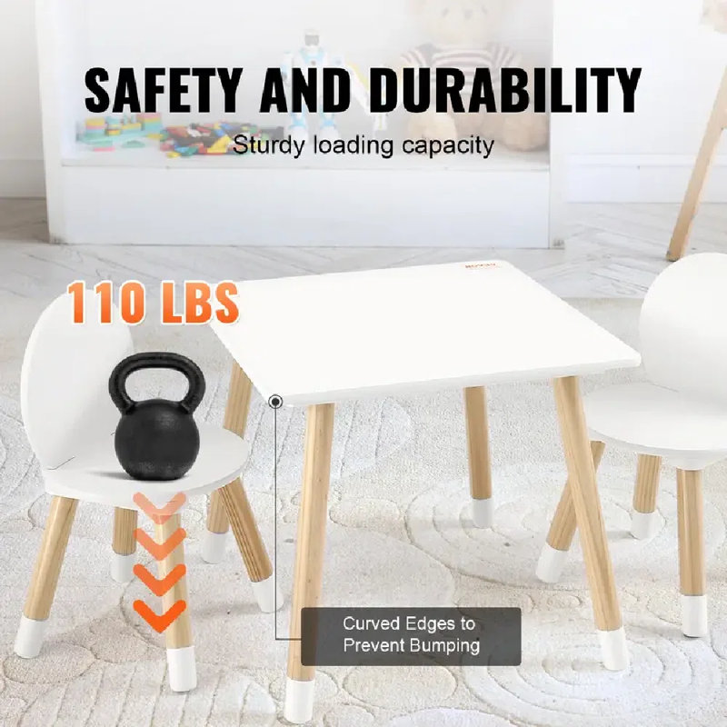 Table And 2 Chairs Set, Toddler Table And Chair Set, Multi-Activity Table For Art, Craft, Reading, Learning, 1 Table And 2 Chairs