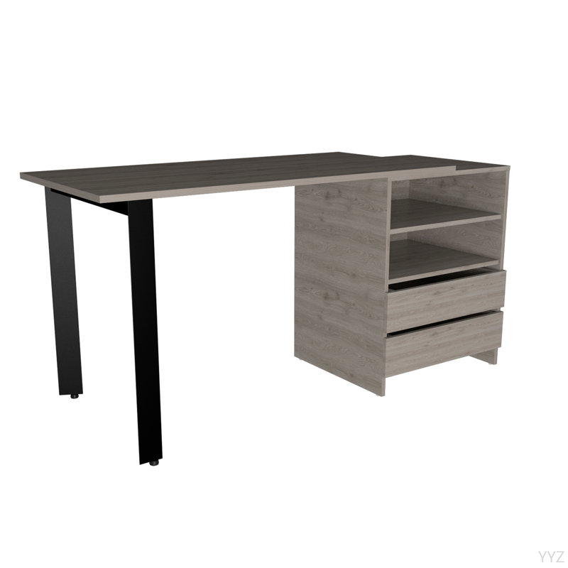 Bureau 120, deux tiroirs, deux tablettes