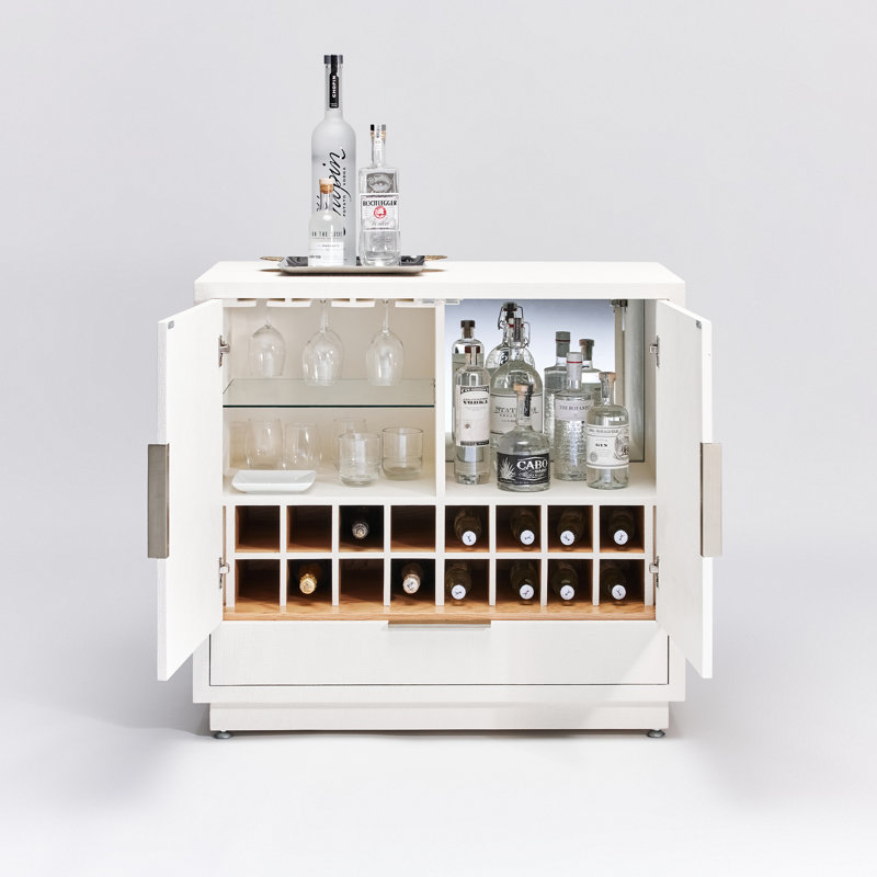 Bar Montaigne, Blanc naturel, Bois / faux lin