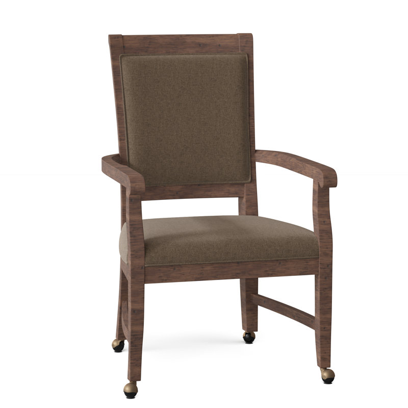 Pryor Upholstered King Louis Back Arm Chair, 8789 Bark, Tobacco