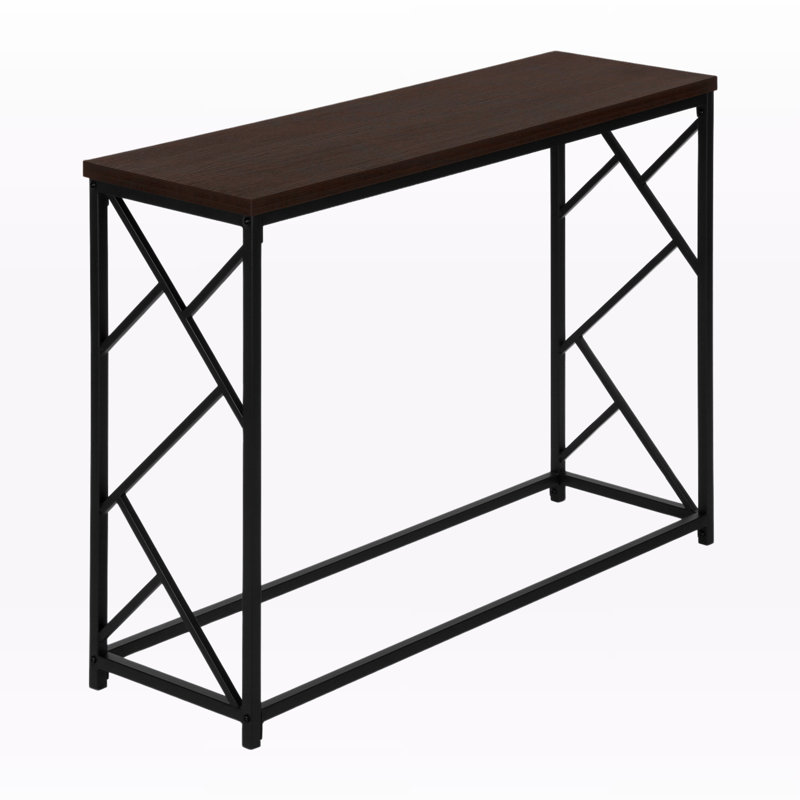 Haina Modern Brown Finish Accent Table With Black Metal Frame, 31.80" H X 43.80" W X 13.51" D