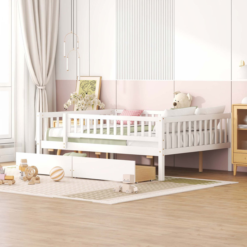 Daybed Wood Bed With Two Drawers, Full/Double, White