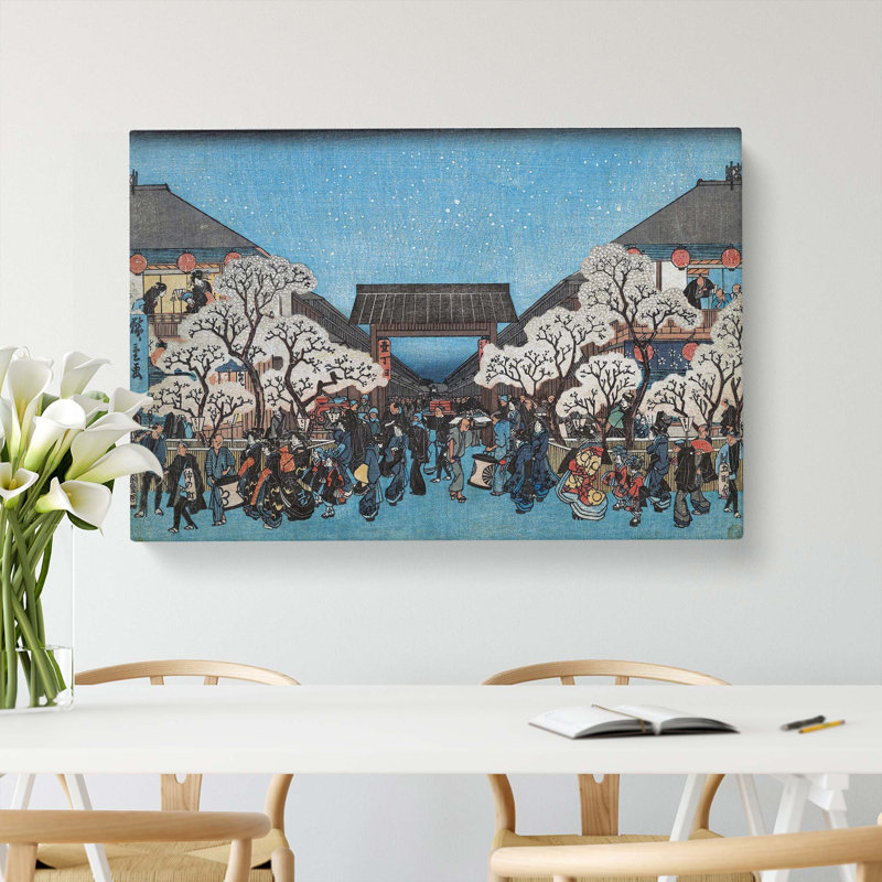 Yoshiwara Yo Zakura No Zu by Utagawa Hiroshige - Wrapped Canvas, 50cm H x 76cm W x 3cm D
