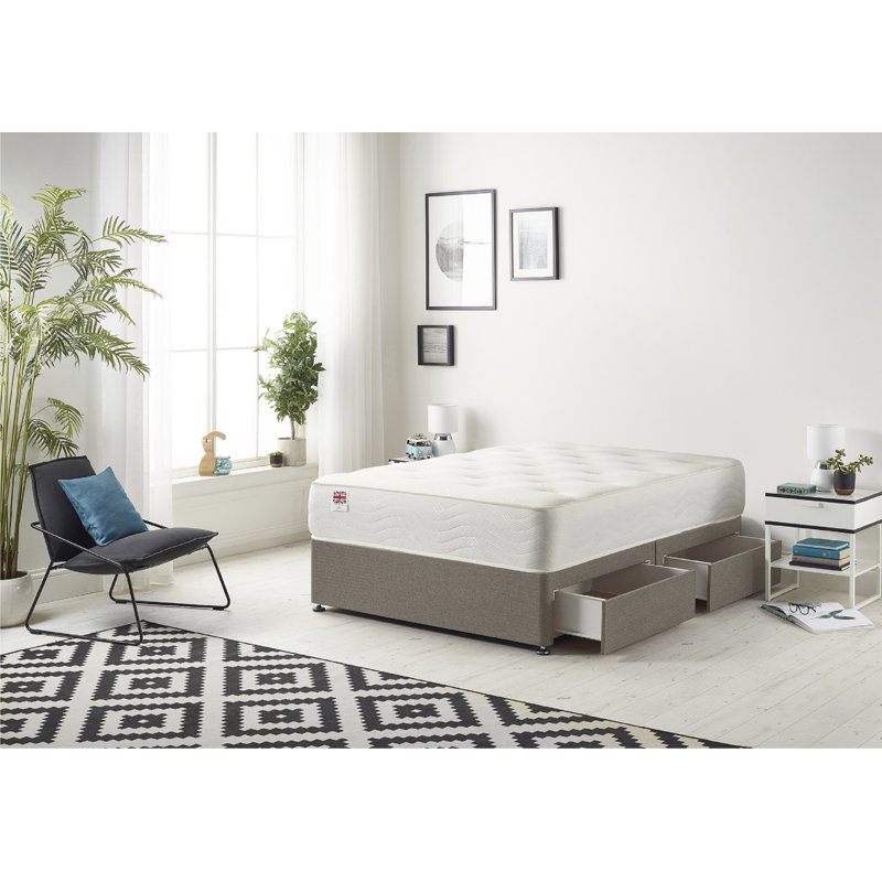 Copple Coilsprung Divan Bed Set, Coffee, Double (4'6), 2 Drawers