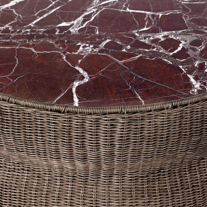 Brixby Outdoor Round Coffee Table, Merlot Marble