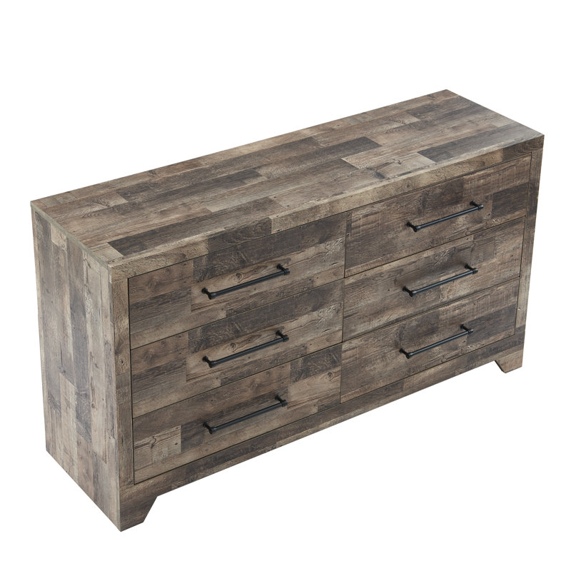 Commode 6 tiroirs l 52,7 po, Brun