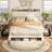Upholstered Bed Frame with 3 Drawers, Bed with Storage Headboard and Charging Station-1245003317-1248422149