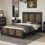 Style grand lit avec lattes en contreplaqué et cadre noir plateforme moderne-206870133-206870134