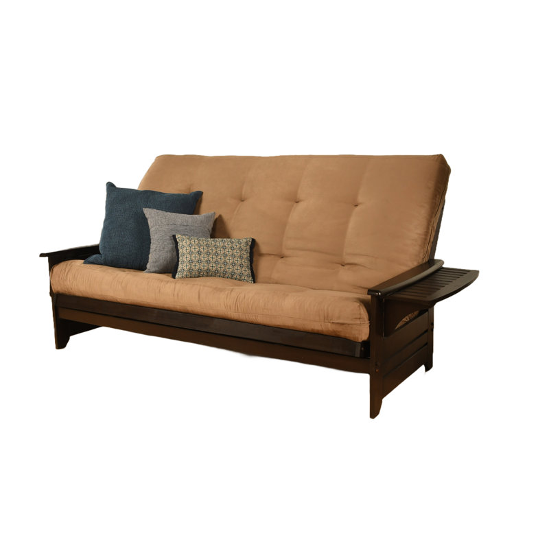 Stratford 86" Wide Queen Futon and 6000 Mattress, Peat  Microsuede, Espresso