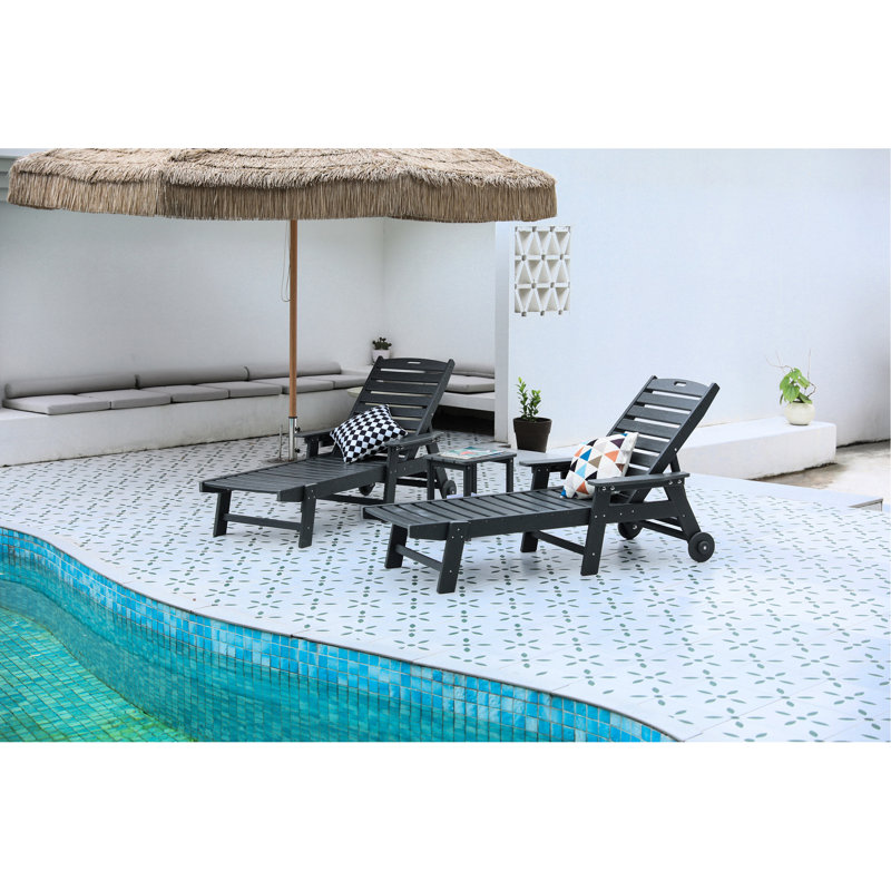 Méridienne d'extérieur 2 pièces Abraham. Chaise surdimensionnée à 5 positions avec roues et porte-gobelet. , Météo. Matériau. Assemblage facile. Capacité de charge de 500 lb. Chaise de jardin moderne 2. 5 salons.
