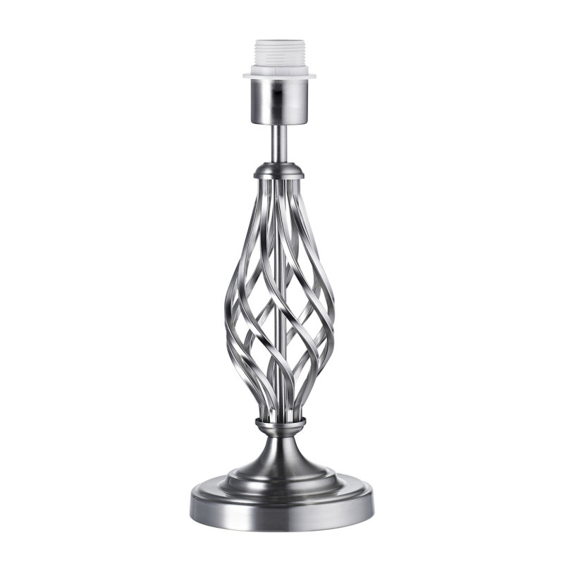 Traditional Table Lamp Base with Twist Stem Design and Inline Switch, Satin Nickel