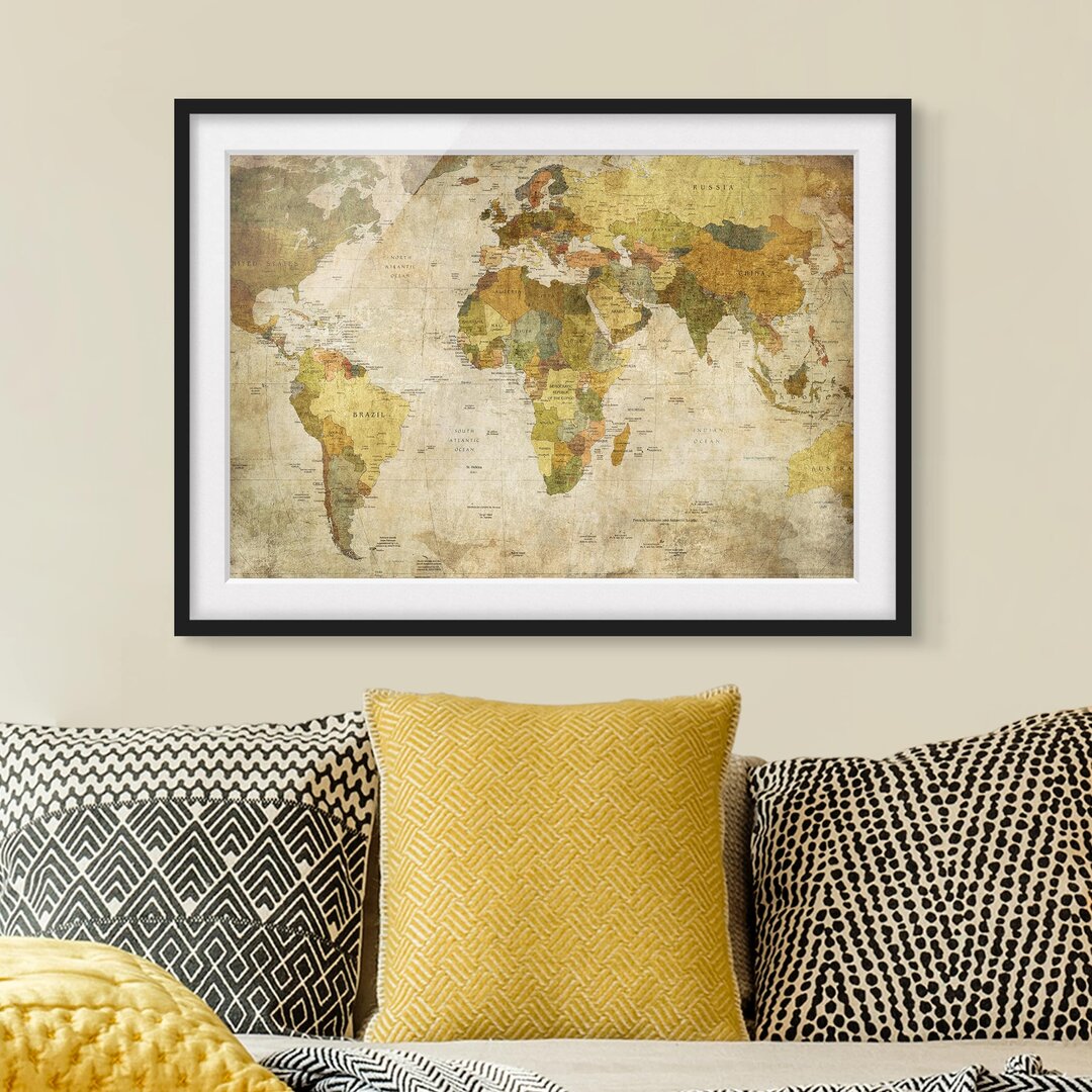 Gerahmtes Poster World Map