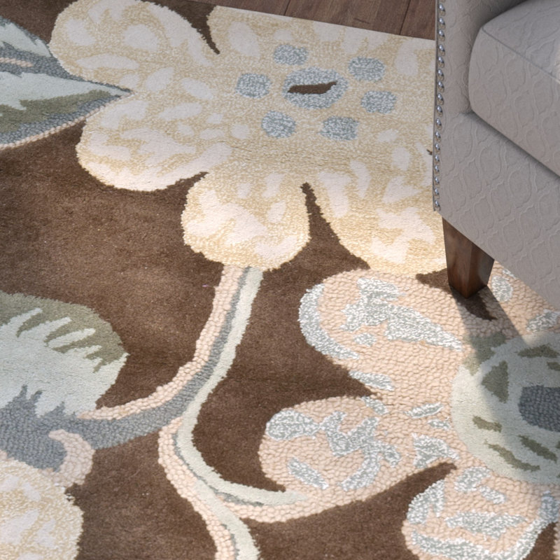 Mccullough Hand Tufted Wool Floral Rug, Round 5'