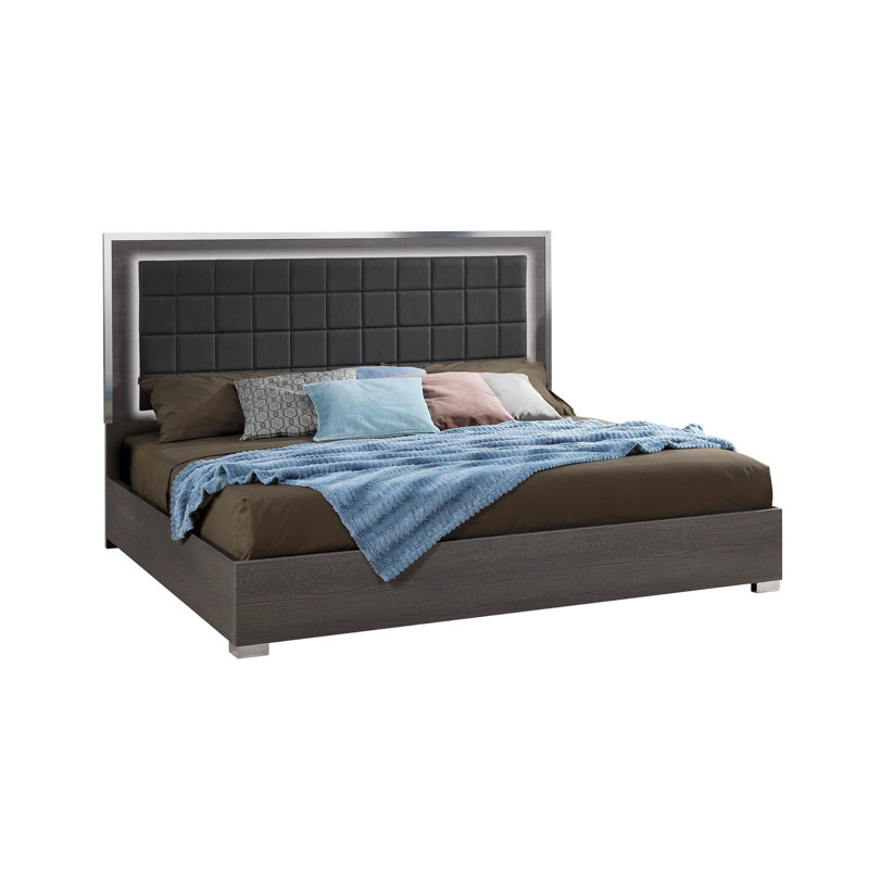 Lit brillant Alice, Grand, Gris mat