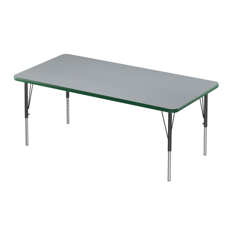 Laminate Adjustable Rectangle 2 Students Activity Table, Standard Leg, 30" H x 30" L x 60" W, Green