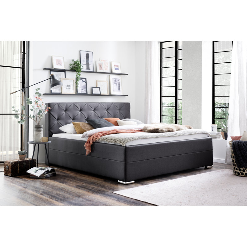 Hetum Upholstered Bed, Super King (6'), Porto anthracite