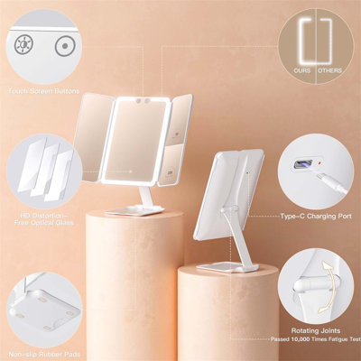 Demetrias Plastic Rectangle Freestanding Vanity Mirror
