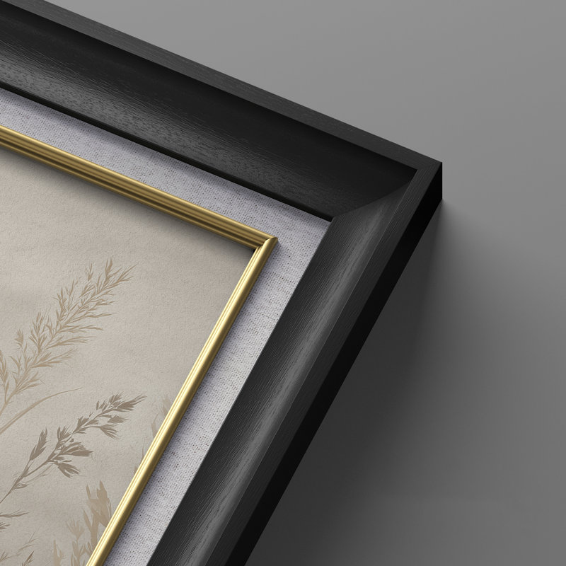 «Delicate Meadow Graminées Minimal Botanical Neutrals», ensemble de 2 reproductions d'art encadrées de qualité supérieure sur papier 26 po x 36 po