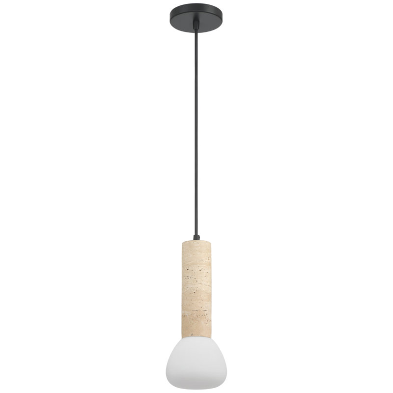 Stone 1 Light Pendant - Travertine Finish