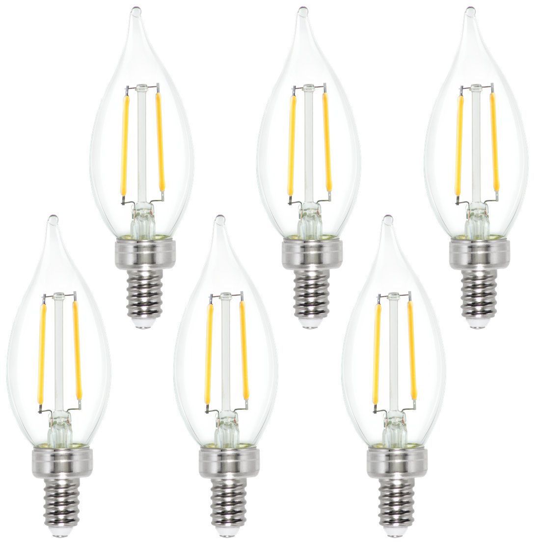 Candex Lighting 25 Watt Equivalent CA10 E12/Candelabra Dimmable 2700K