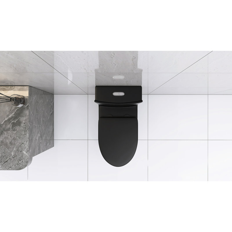 Toilette moderne noire matte, double chasse 1,1 / 1,6, option d'économie d'eau pour la longévité, Noir mat
