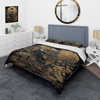 Elegant Japanese Woman VII - Japan Woman Duvet Cover Set - Microfiber Polyester