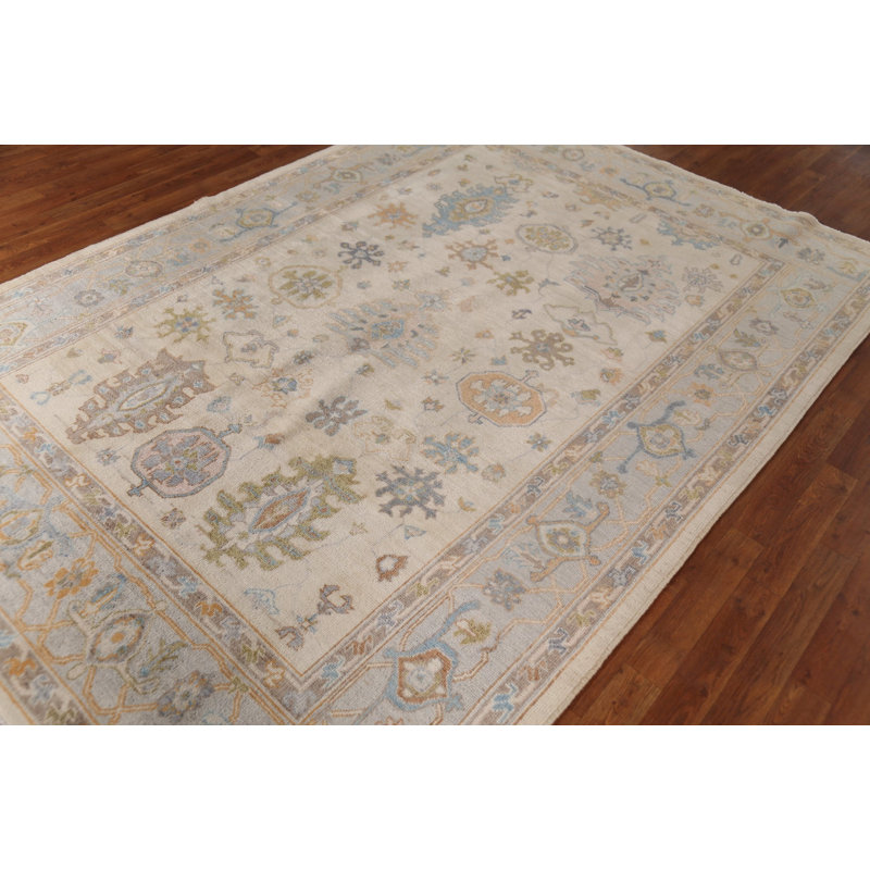 Ivory Oushak Vegetable Dye Turkish Area Rug 9