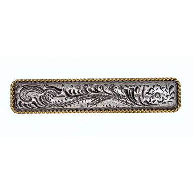 Buck Snort Lodge Products Small Engraved Flower 3-1/16-in Centre to Centre Old Silver/Gold Cabinet Pull