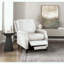 Fauteuil inclinable par pression - Tissu texturé blanc cassé - Garniture cloutée - Pieds en bois apparents