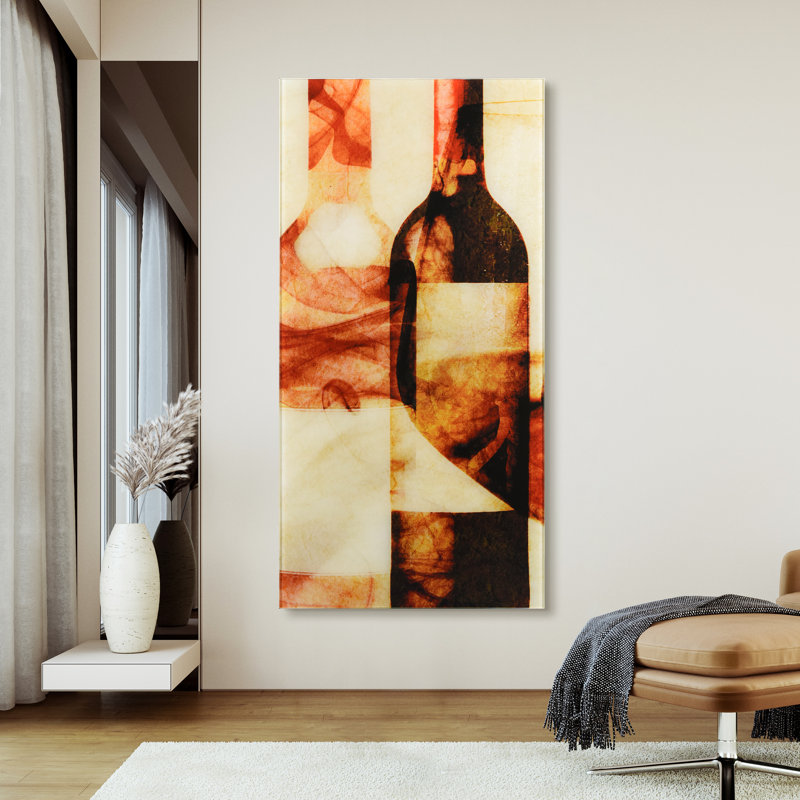 "Smokey Wine I A", art mural en verre trempé sans cadre, inversé et flottant