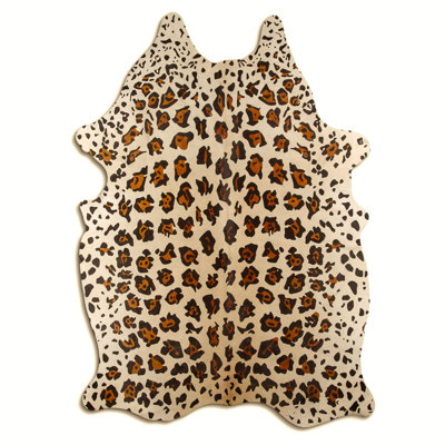 Custom Wildcat on Beige Printed Cowhide Rug