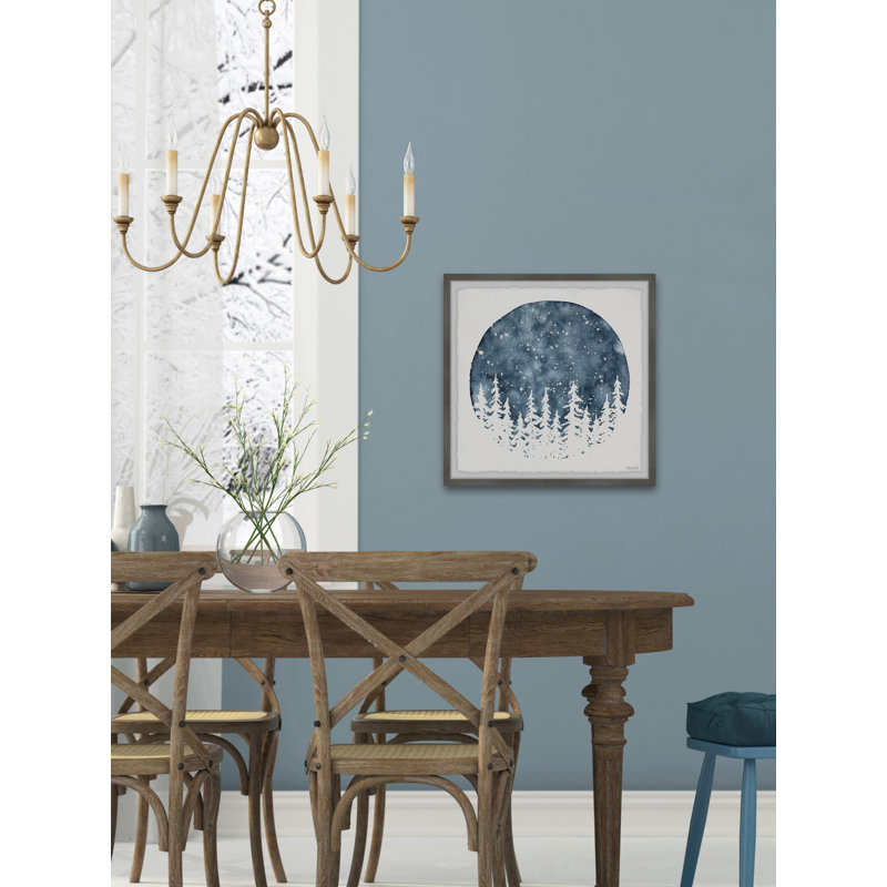 Blue and White Winter Forest Framed Print