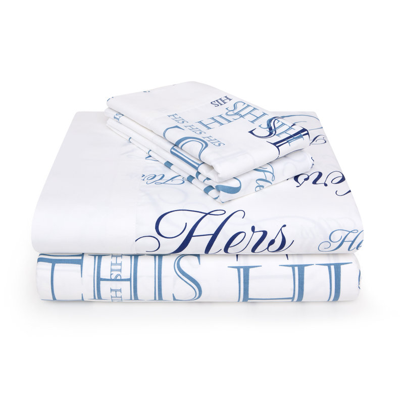 Ensemble de draps 4 pièces 300 fils à densité de tissage 100% satin de coton, Bleu
