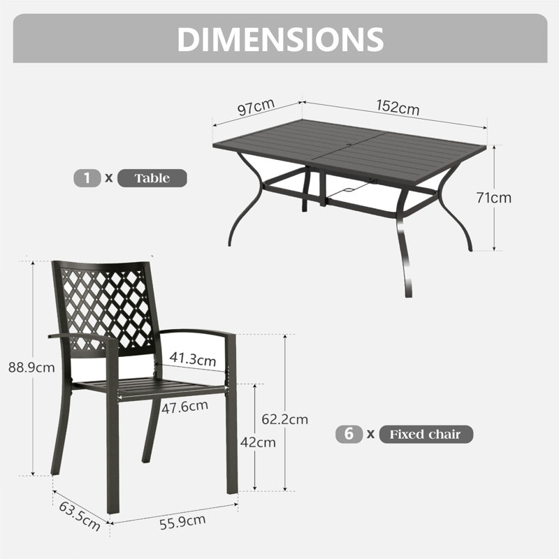 6 - Person Patio Dining Set with Rectangular Table