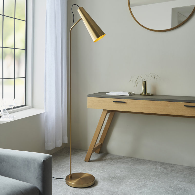 Andryc 163Cm Antique Brass Industrial style Reading Floor Lamp with adjustable head