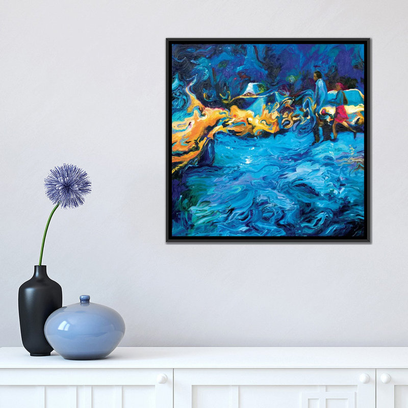 Iris Scott - Courir sous la pluie, reproduction d'art sur toile tendue, H 18 po x l 18 po x P 1,5 po, Toile encadrée noire