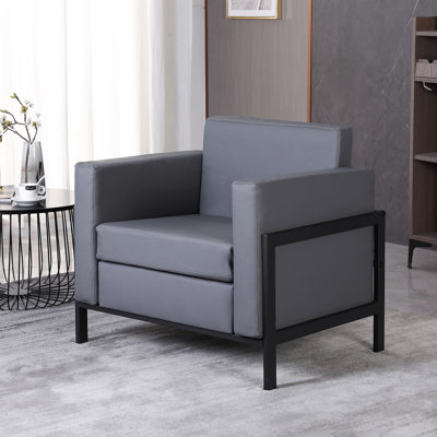 Fauteuil d'appoint rembourré en similicuir de 34 po de largeur Tolham