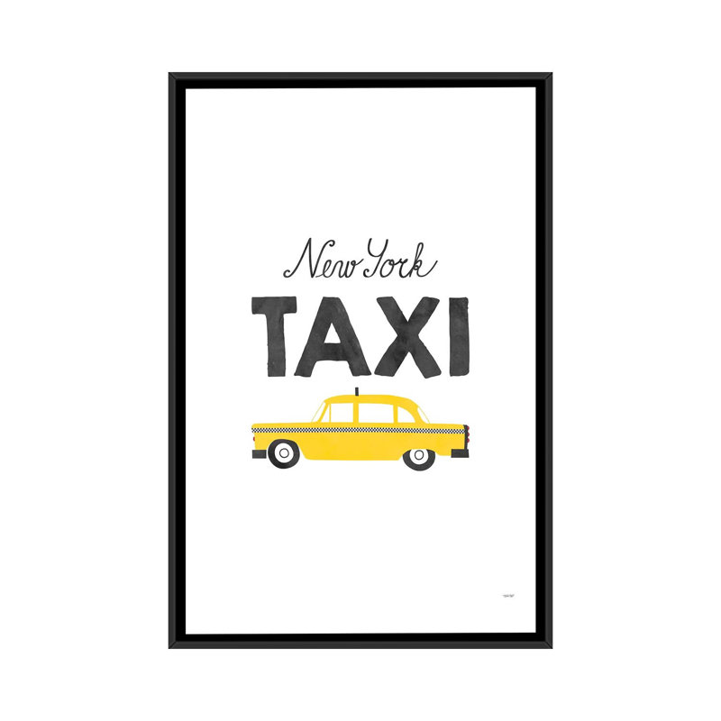« new york taxi », impression sur toile, H 26 po x l 18 po x P 1,5 po, Toile avec cadre noir, Pas de tapis