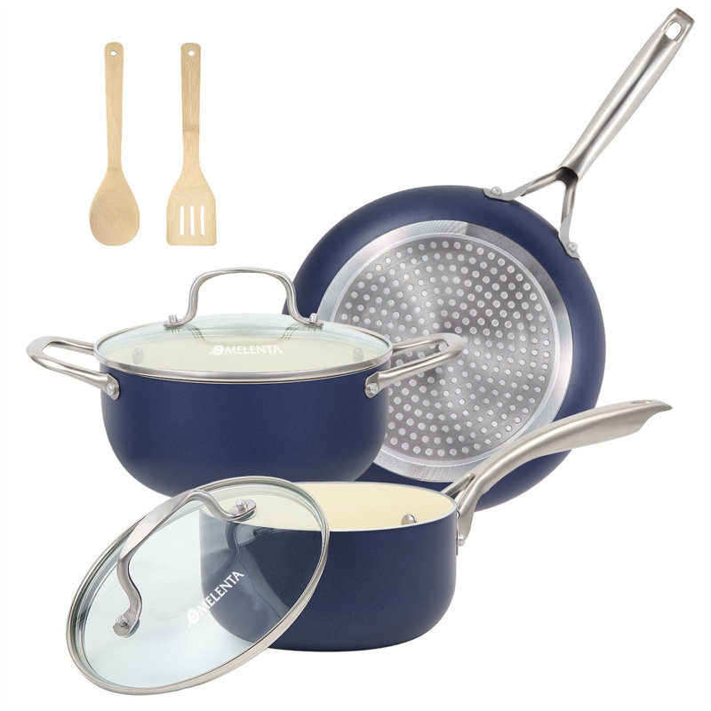 7 - Piece Non-Stick Aluminum Cookware Set, Blue
