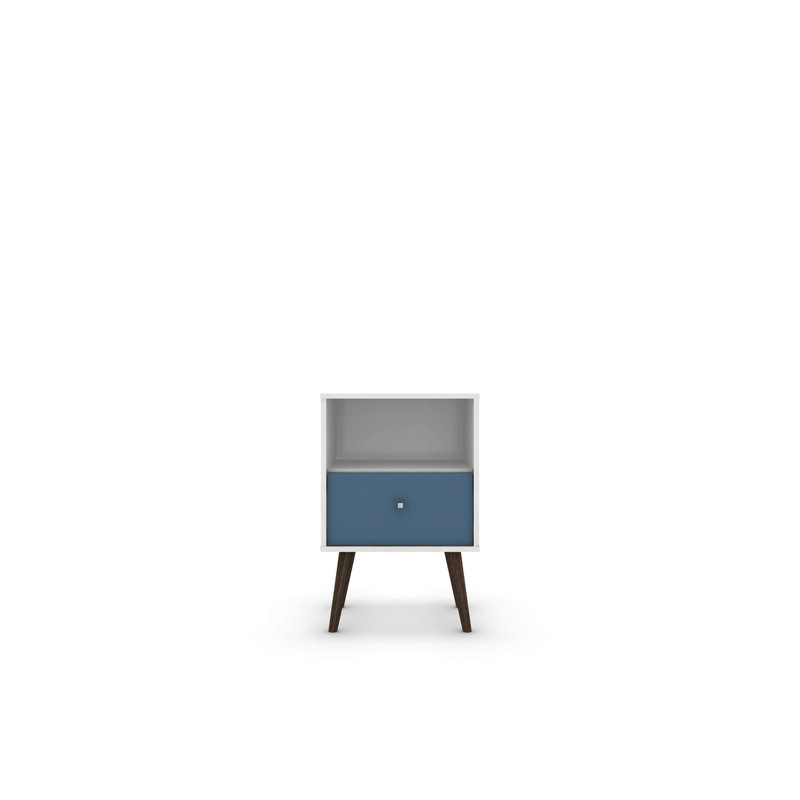 Table de chevet 18 po Liberty en bleu turquoise et blanc (table de chevet seulement), Bleu aqua