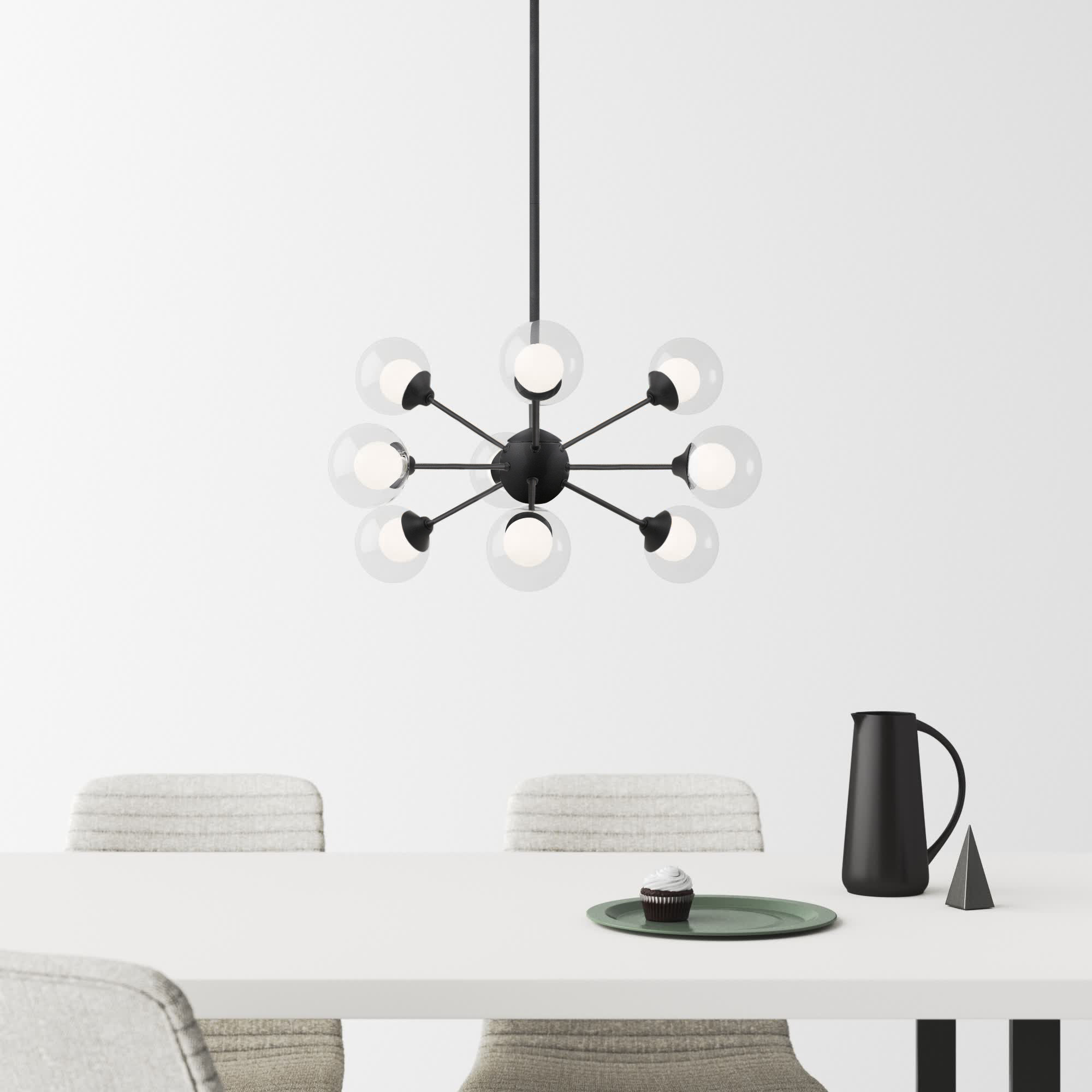 Optimist Metal Dimmable Sputnik Chandelier, 10" H x 22.75" W x 22.75" D, 9, Earth Black
