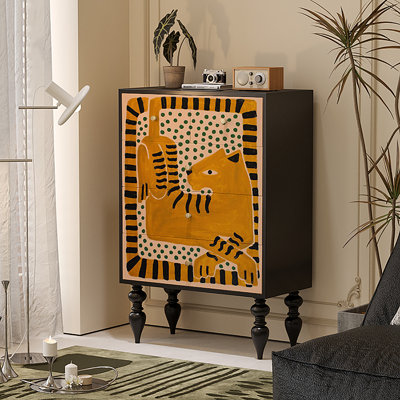 American retro living room tall feet decor cabinet