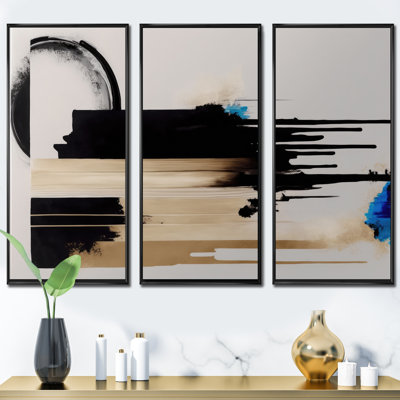 «Blue Minimalist Abstract IV», ensemble d'art mural moderne sur toile